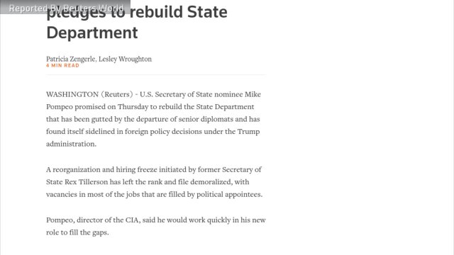 Secretary Of State Nominee Pompeo Pledges To Rebuild State Department