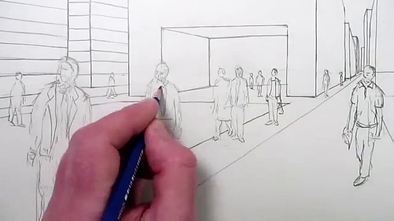 How to Draw People in 1-Point Perspective