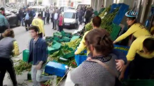 Edirne'de pazarcı esnafı süpermarketi bastı