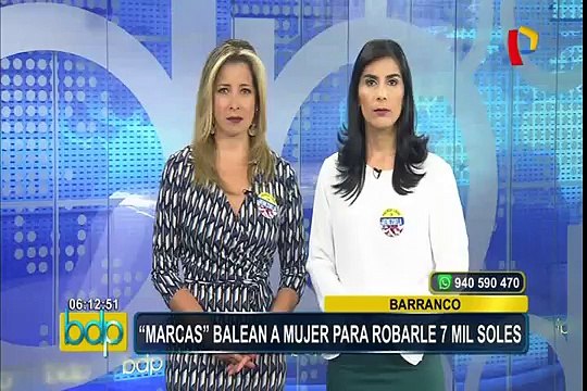 Barranco: Marcas balean a mujer para robar 7 mil soles
