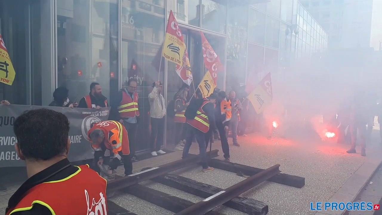 Manifestation des cheminots à Lyon