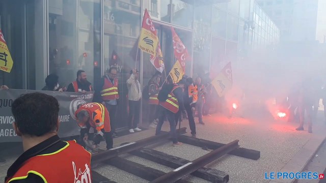 Manifestation des cheminots à Lyon