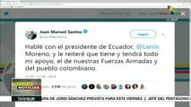 Santos reitera su apoyo y el de las Fuerzas Armadas a Ecuador
