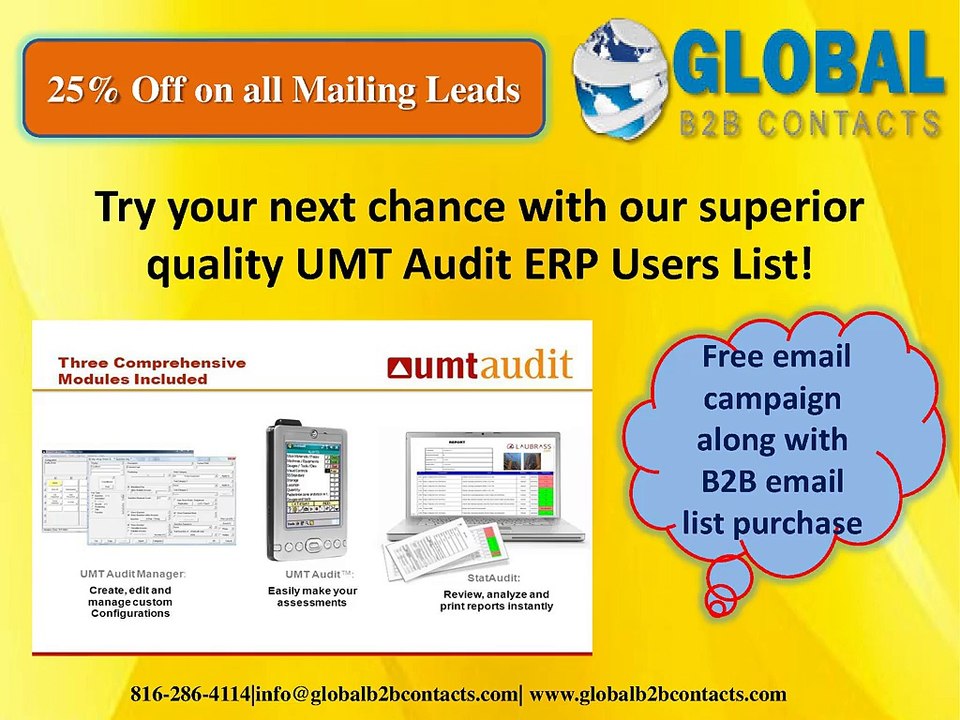 Try your next chance with our superior quality UMT Audit ERP Users List!