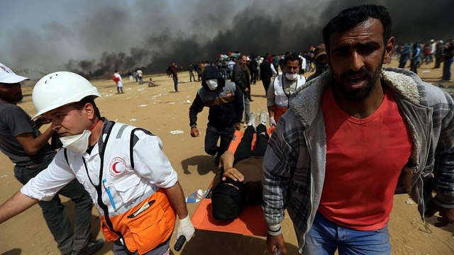 30 Palestinians shot and wounded in latest clashes with Israeli troops. Hundreds have been killed or wounded since the protests started three weeks ago