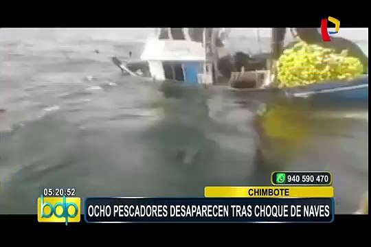 Chimbote: ocho pescadores desaparecen tras choque de embarcaciones