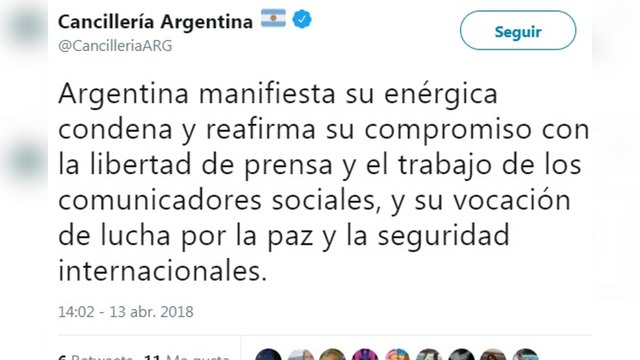 Argentina condena el asesinato de los periodistas ecuatorianos secuestrados