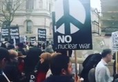 Protesters Against Potential UK Airstrikes in Syria Stop Traffic on Whitehall Street