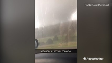 Car passenger frightened by tornado in Fayetteville, Arkansas
