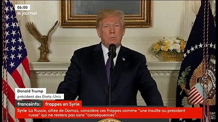Syrie: Regardez la déclaration cette nuit de Donald Trump au moment où les premiers missiles frappaient Damas