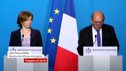 Regardez la déclaration de Jean-Yves Le Drian et Florence Parly après les frappes occidentales en Syrie