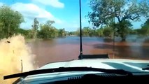 The Amazing Land Cruiser 4x4 Crossing Deep Watered Land