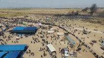 Gazze sınırındaki gösteriler drone ile görüntülendi - GAZZE