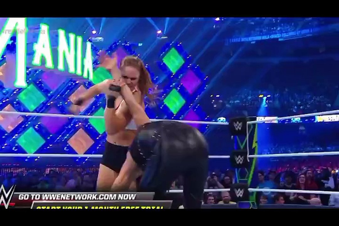 Ronda Rousey shows no mercy against Stephanie McMahon in her WWE in-ring debut WrestleMania