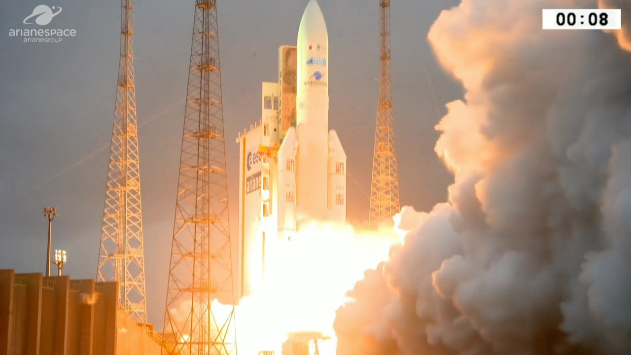 Launch of Ariane 5 on VA-242 Mission with DSN-1 & Hylas-4