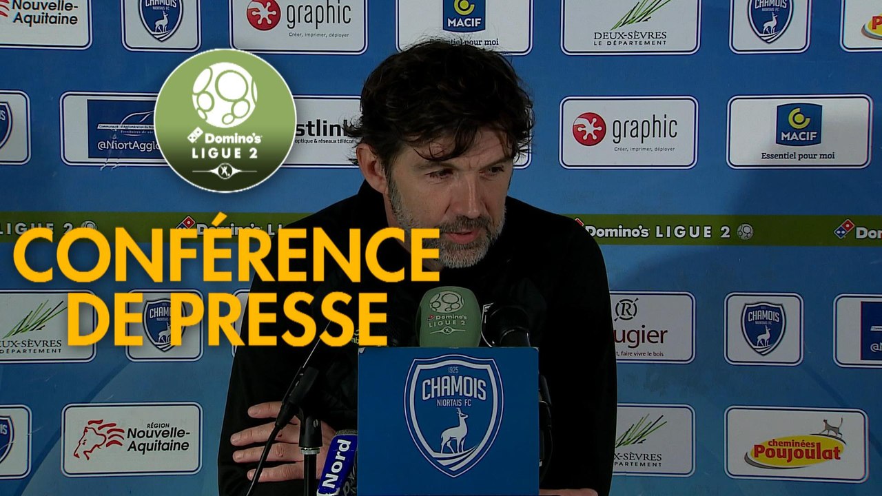 Conférence de presse Chamois Niortais - RC Lens (2-2) : Denis RENAUD (CNFC) - Eric SIKORA (RCL) - 2017/2018