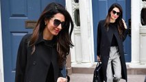 Amal Clooney is the picture of sophistication in checked trousers and stilettos as she steps out in New York City... after dishing on her marriage to George.
