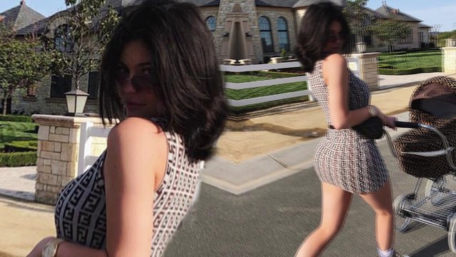 Kylie Jenner takes Stormi on a walk in Fendi stroller as she congratulates Khloe Kardashian on baby.