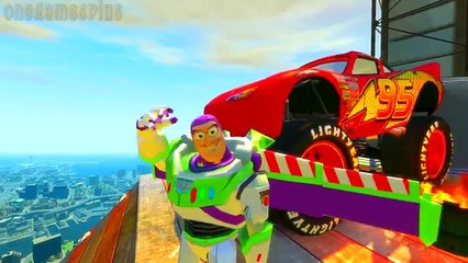 Toy story buzz lightyear Lightning McQueen cars jumping ramps