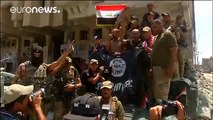 Soldados iraquíes celebran la victoria en Mosul