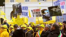 Protesta de agricultores y ganaderos de las zonas afectadas por los terremotos en Italia
