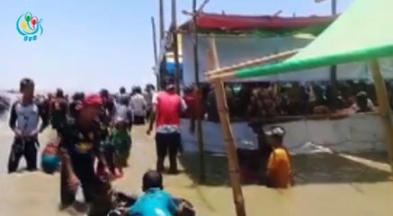 ကဒံုကနိကမ္းေျခ သႀကၤန္အၾကတ္ေန႔ ေရကစားေနပံု (႐ုပ္သံ)
