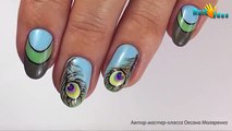 ГЕЛЬ-ЛАК дизайн на ЛЕТО Перо Павлина | Рисунки на ногтях видео пошагово   Как я делаю себе ногти?