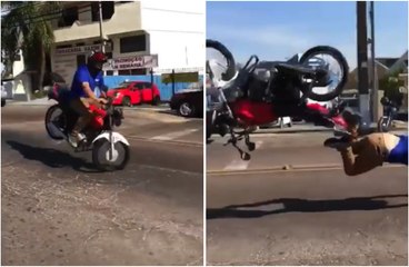 Il fait un vol plané en moto après avoir mal négocié ce dos d’âne