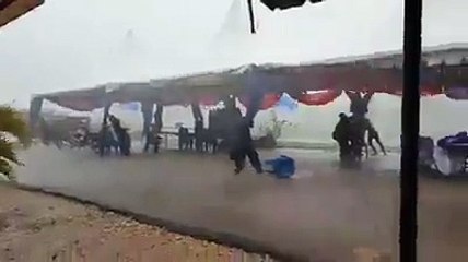 OMG! Gale storm so strong, tent was blown away.