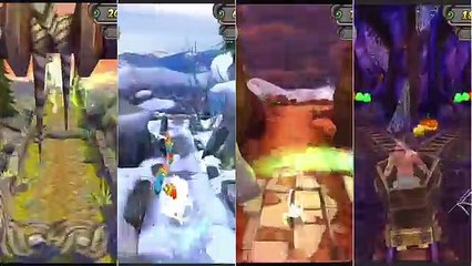 Temple Run 2 All 4 Maps at Once | Sky Summit VS Frozen Shadows VS Blazing Sands VS Spooky Summit
