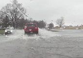 Port Clinton Roads Under Water During Lake Erie Coastal Flooding