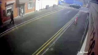 CCTV footage shows notes landing on the road after a hapless robbery.