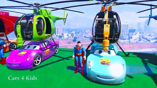 Learn Color Helicopter - Spiderman Cars Cartoon for Kids w Colors for Children & Nursery Rhymes