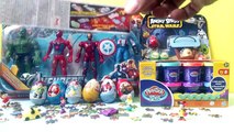 surprise eggs . toys, hulk, iron man, angry birds, Disney! AVENGERS ! Play-Doh.