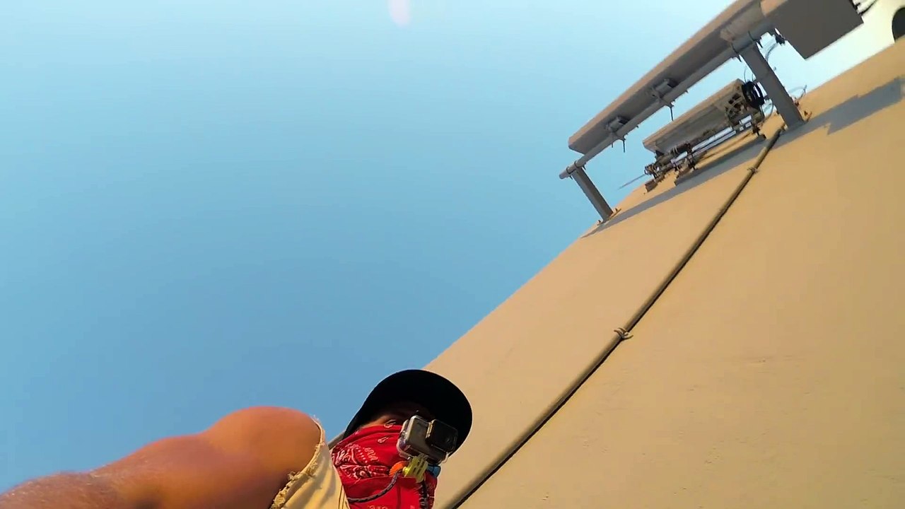 handmount view of massive 130 building drop