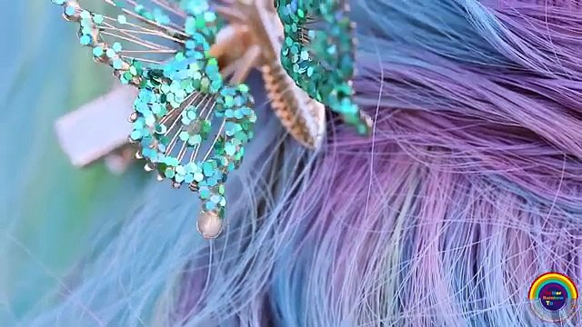 FROZEN ELSA PASTEL HAIR COLOR Makeover How To Princess Paint Braid Styling Head Glitter Butterfly