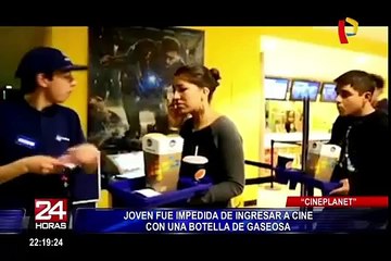 Mujer denuncia que le prohibieron ingresar con botella de gaseosa a sala de cine