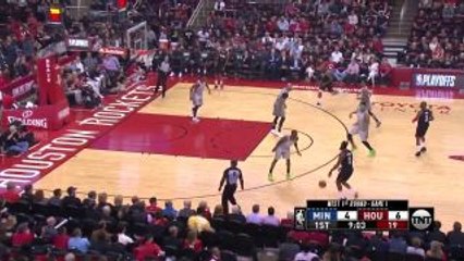 Clint Capela flies in for the alley-oop slam in the first quarter