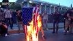 Athenians burn US flag outside American embassy as hundreds decry Syria strikes
