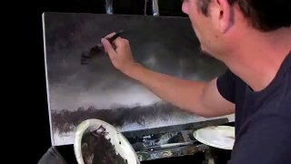 Time lapse misty forest landscape painting using Interference paints by Tim Gagnon