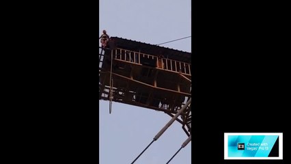 Bungee Jumping yapan kadının korku dolu anları