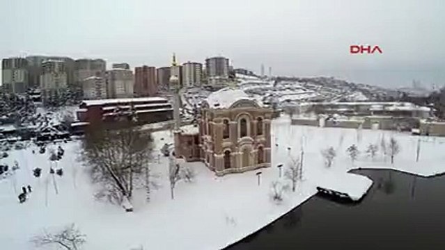 Beyaza bürünen İstanbul havadan görüntülendi