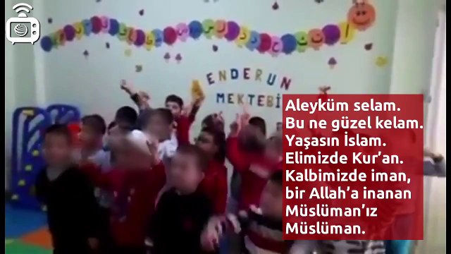 4 yaşındaki çocuklara yemin ettirildi: Yaşasın İslam, elimizde Kur'an, Müslüman'ız Müslüman!