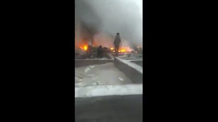 Kargo uçağının düştüğü Bişkek&#39;te olay yerinden ilk görüntüler