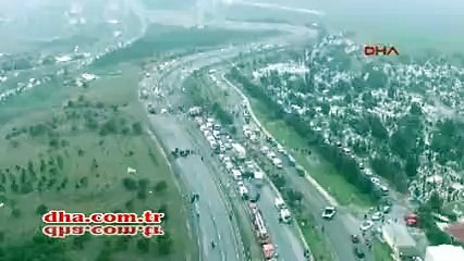 İstanbul'daki helikopter kazasının ardından drone görüntüleri