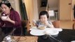 Baby super eating machine Chinese - Xiaoman小蛮 eating rice noodles in morning 早上吃面条