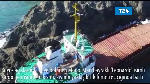 Kilyos açıklarında ikiye bölünen kargo gemisinin ön kısmı battı