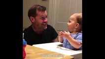 Babasıyla beatbox yapan sevimli bebek