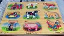 Learn Farm Animals and Their Sounds In English Melissa & Doug Sound Puzzle Babies, Toddlers, Kid