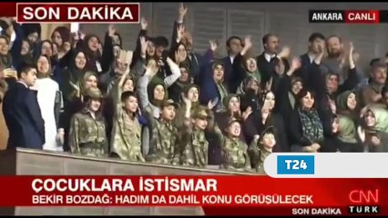 AKP grubunda yeşil başörtülü kadınlar, askeri üniformalı çocuklar...